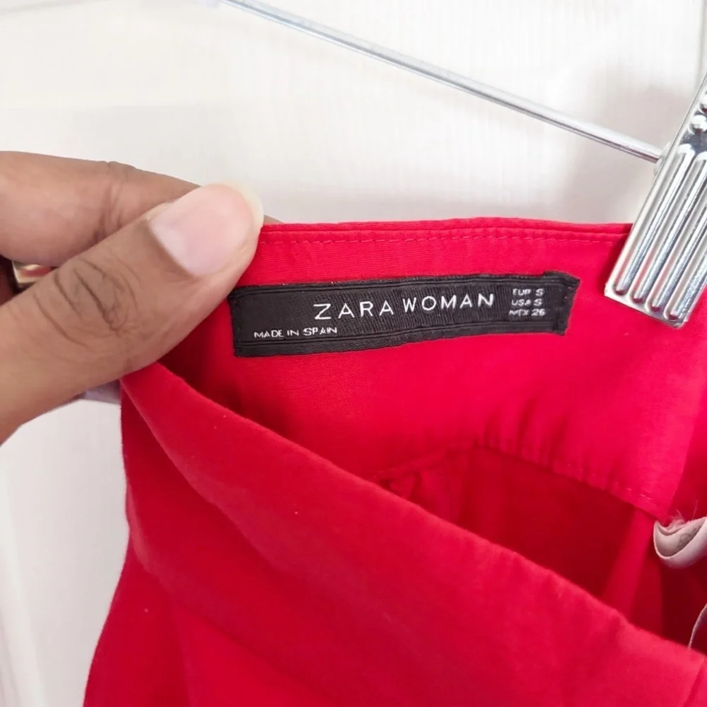 Zara Red Knee Length Skirt Size Small - Picture 3 of 3